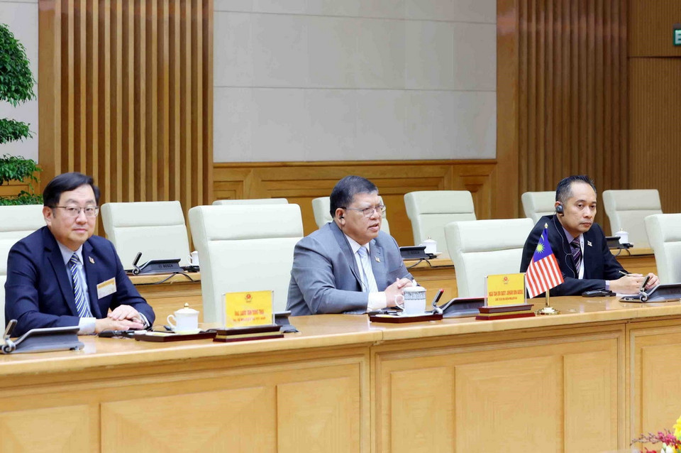 Chủ tịch Hạ viện Malaysia Tan Sri Dato’ Johari Bin Abdul phát biểu. (Ảnh: Phạm Kiên/TTXVN)