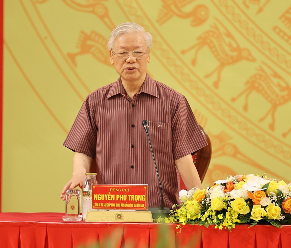 Tổng Bí thư Nguyễn Phú Trọng phát biểu tại buổi lễ. (Ảnh: Trí Dũng/TTXVN)