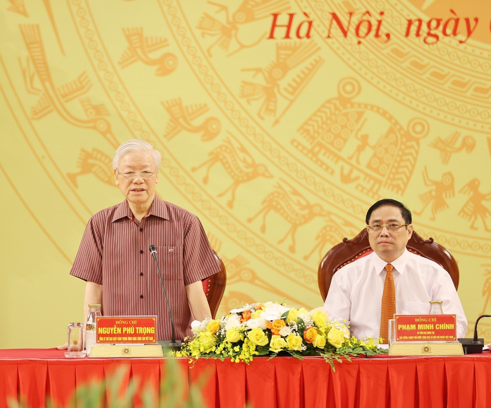 Tổng Bí thư Nguyễn Phú Trọng phát biểu tại buổi lễ. (Ảnh: Trí Dũng/TTXVN)