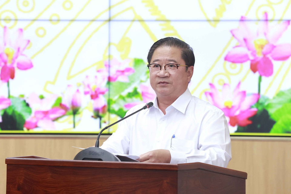 Chủ tịch Ủy ban Nhân dân thành phố Cần Thơ Trần Việt Trường phát biểu. (Ảnh: Doãn Tấn/TTXVN)