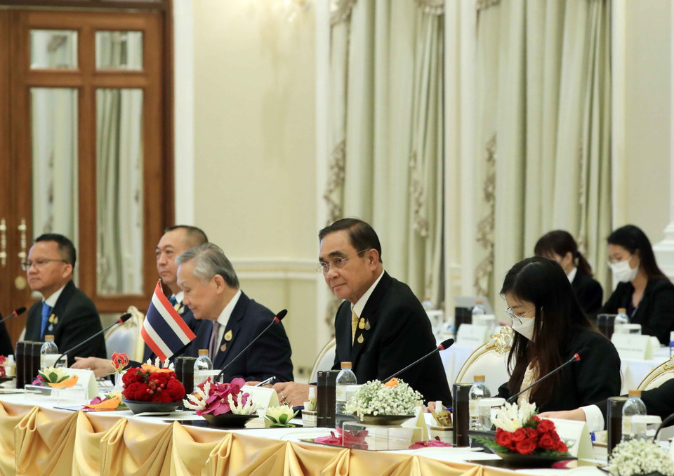 Thủ tướng Thái Lan Prayut Chan-o-cha phát biểu. (Ảnh: Thống Nhất/TTXVN)