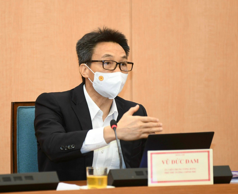 Phó Thủ tướng Chính phủ Vũ Đức Đam phát biểu chỉ đạo buổi làm việc. (Ảnh: TTXVN phát)