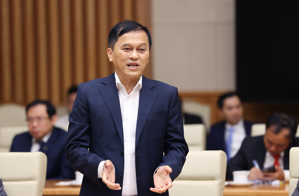 Tổng Giám đốc Ngân hàng Thương mại cổ phần Việt Nam Thịnh Vượng Nguyễn Đức Vinh phát biểu. (Ảnh: Dương Giang/TTXVN)