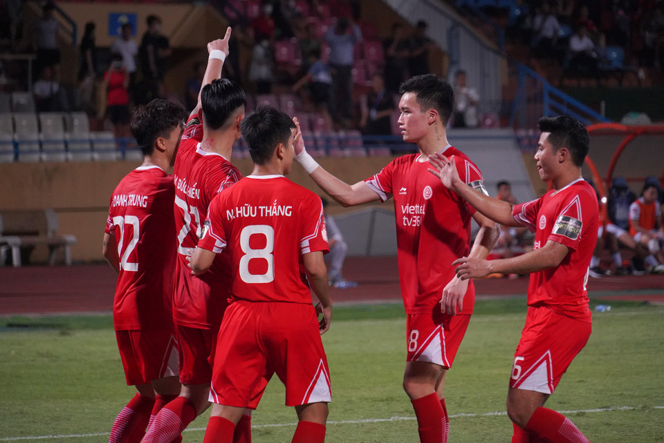 Chiến thắng 4-0 giúp Viettel vươn lên vị trí thứ ba trên bảng xếp hạng V-League 2023, bằng điểm với Câu lạc bộ Công an Hà Nội. (Ảnh: Việt Anh/Vietnam+)