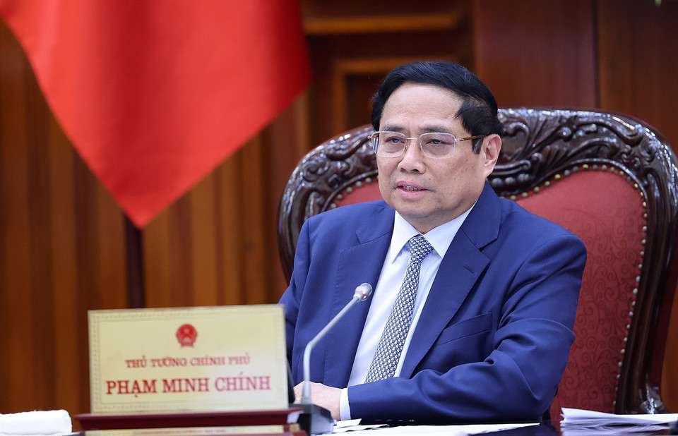 Thủ tướng Phạm Minh Chính chủ trì cuộc họp. (Ảnh: Dương Giang/TTXVN)