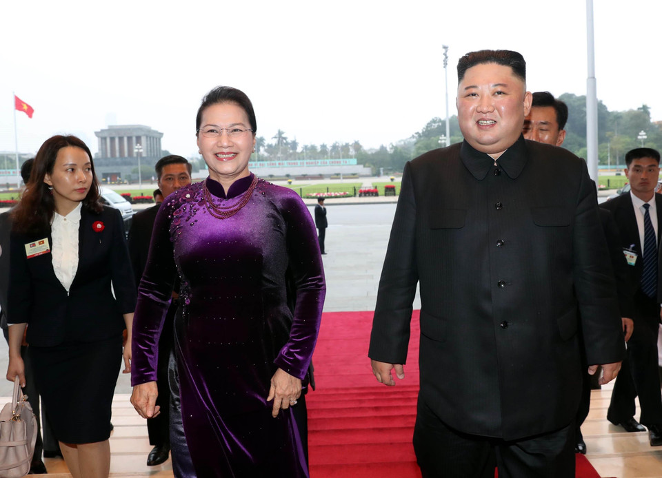 Chủ tịch Quốc hội Nguyễn Thị Kim Ngân hội kiến Chủ tịch Triều Tiên Kim Jong-un. (Ảnh: Trọng Đức/TTXVN)