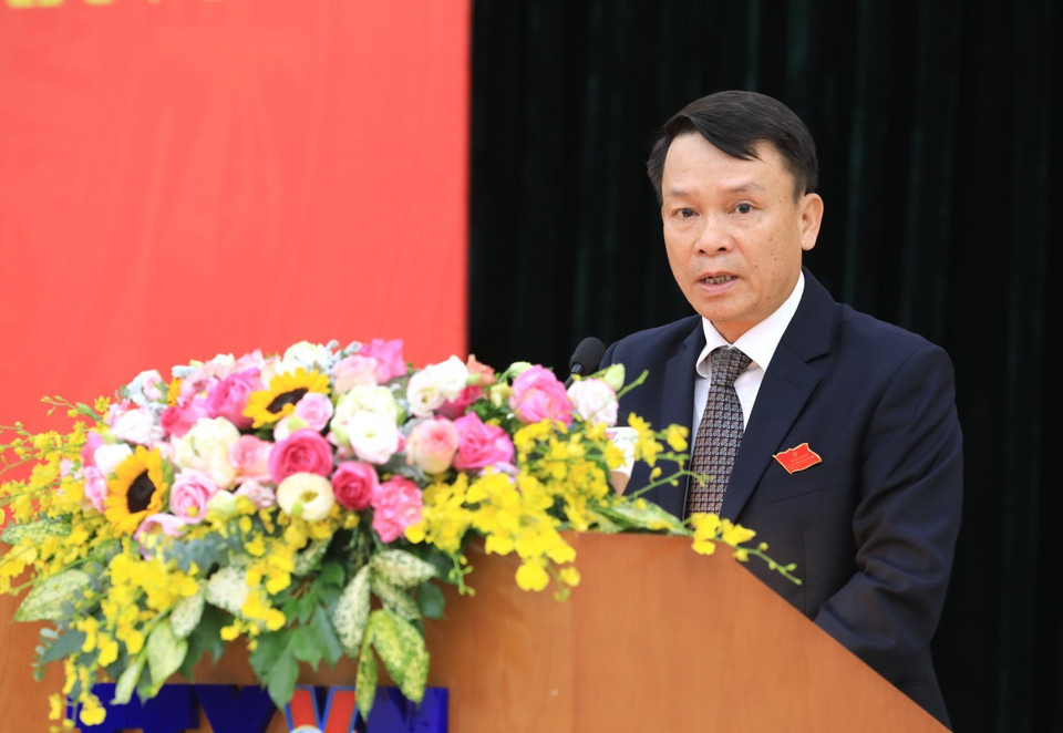 Ủy viên Ban Chấp hành Trung ương Đảng, Bí thư Đảng ủy, Tổng Giám đốc TTXVN Nguyễn Đức Lợi phát biểu khai mạc Đại hội đại biểu Đảng bộ Thông tấn xã Việt Nam lần thứ XXVI. (Ảnh: Thành Đạt/TTXVN)