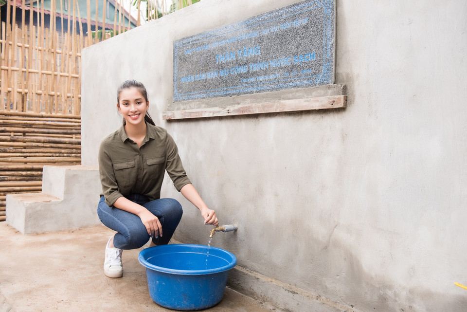 Từ nay bà con bản Nịu đã có nước sạch để dùng sinh hoạt. (Ảnh: Quang Đức/Vietnam+)