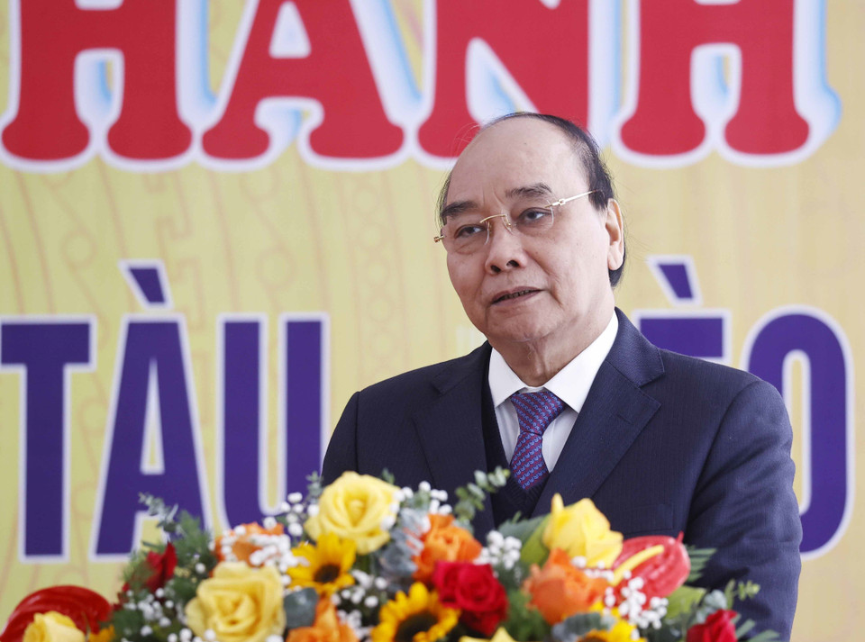 Chủ tịch nước Nguyễn Xuân Phúc phát biểu. (Ảnh: Thống Nhất/TTXVN)