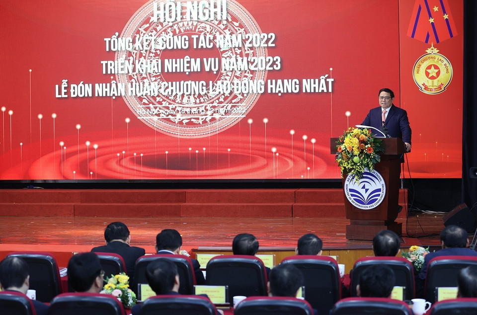 Thủ tướng Phạm Minh Chính phát biểu chỉ đạo. (Ảnh: Dương Giang/TTXVN)