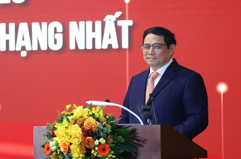 Thủ tướng Phạm Minh Chính phát biểu chỉ đạo. (Ảnh: Dương Giang/TTXVN)