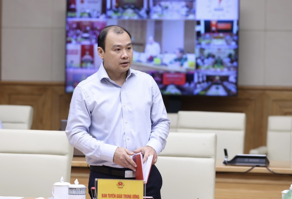 Phó Trưởng Ban Tuyên giáo Trung ương Lê Hải Bình phát biểu. (Ảnh: Dương Giang/TTXVN)