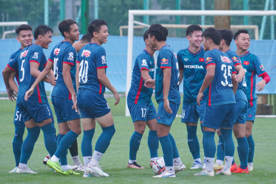 Chiều 14/9, Đội tuyển Olympic Việt Nam có buổi tập tại Sân Trung tâm Đào tạo Bóng đá trẻ Việt Nam (Hà Nội) nhằm chuẩn bị cho chiến dịch ASIAD 19. (Ảnh: Việt Anh/Vietnam+)