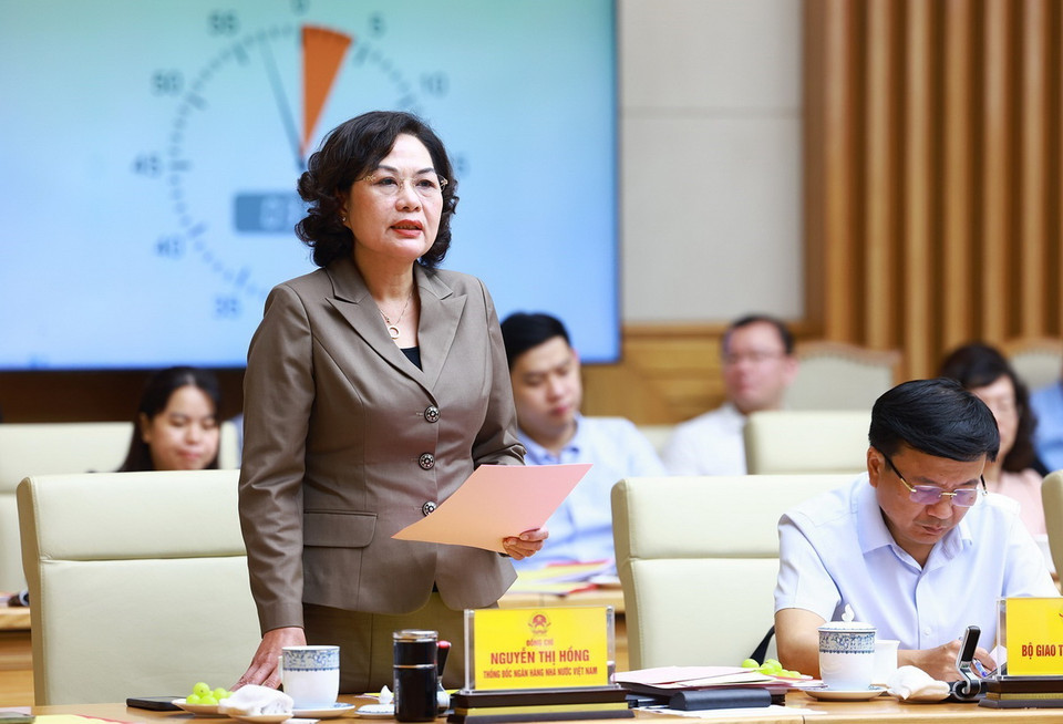 Thống đốc Ngân hàng Nhà nước Việt Nam Nguyễn Thị Hồng phát biểu. (Ảnh: Dương Giang/TTXVN)