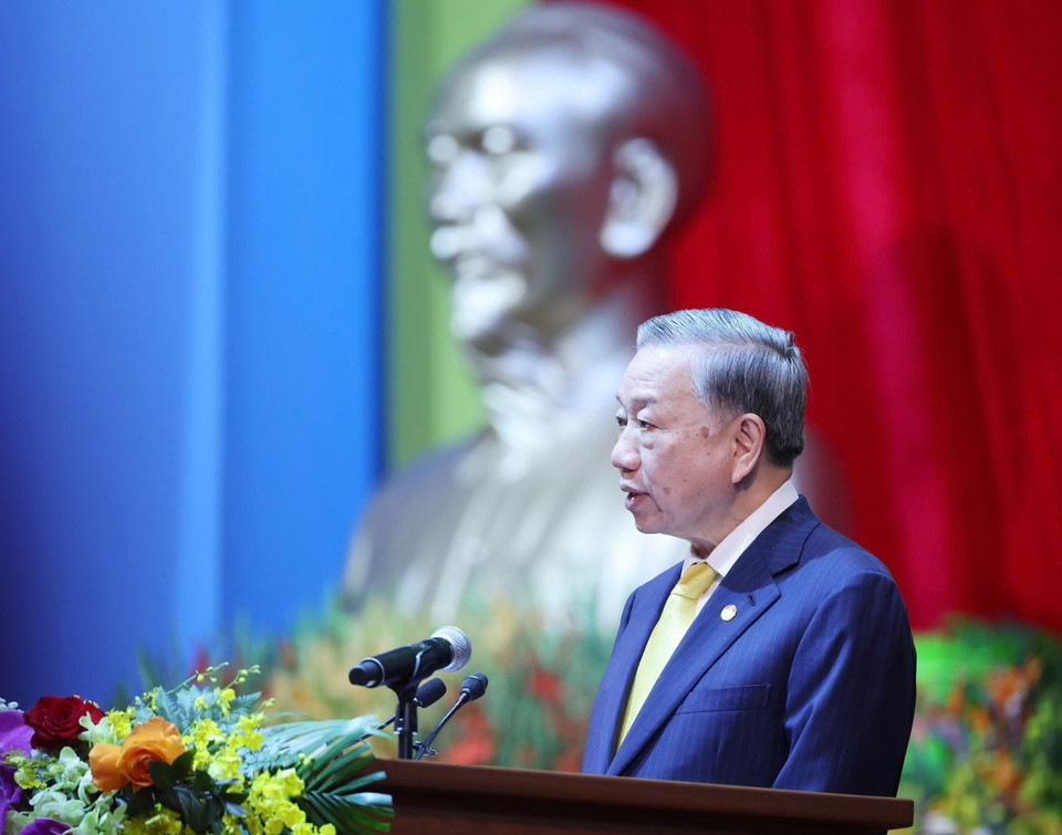 Tổng Bí thư, Chủ tịch nước Tô Lâm phát biểu chỉ đạo Đại hội đại biểu toàn quốc Mặt trận Tổ quốc Việt Nam lần thứ X. (Ảnh: TTXVN)