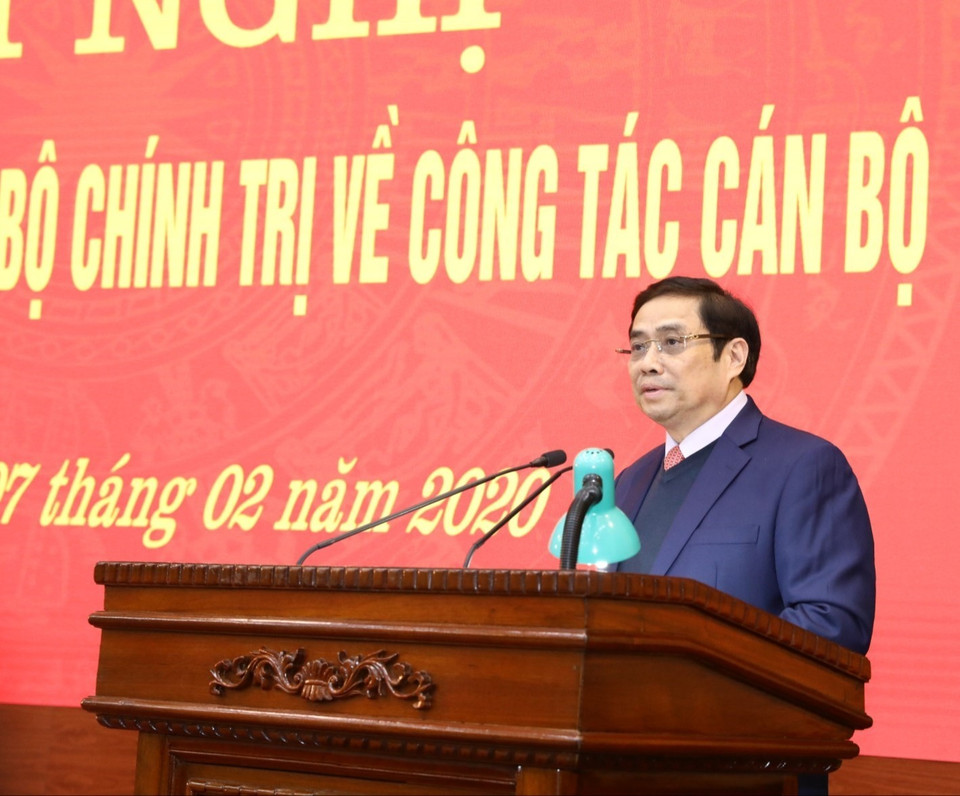 Trưởng Ban Tổ chức Trung ương Phạm Minh Chính phát biểu.(Ảnh: Văn Điệp/TTXVN)