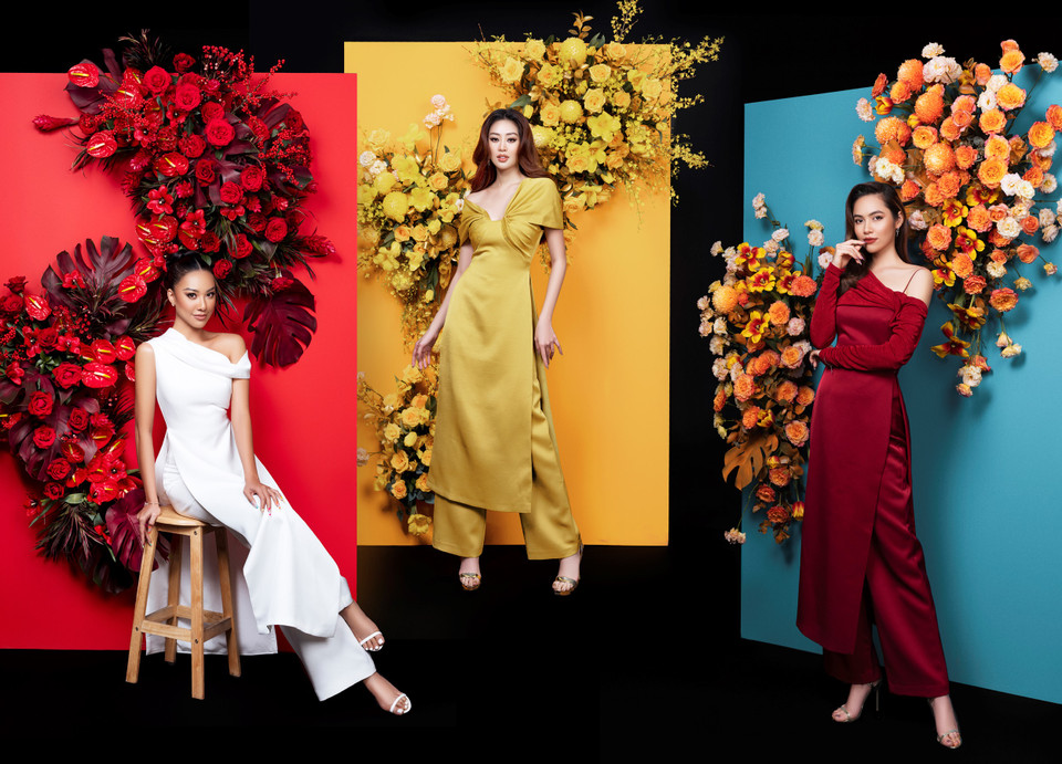 Một mùa Xuân mới lại về, không khí rộn ràng đang tràn ngập mọi nẻo đường. Khép lại một năm 2021 nhiều biến động và chào đón năm mới 2022, dàn Hoa hậu, Á hậu của ‘đại gia đình’ Hoa hậu Hoàn Vũ Việt Nam: Hoa hậu Khánh Vân, Á hậu Hoàng My, Á hậu Kim Duyên đã cùng thực hiện bộ ảnh chào Xuân. (Ảnh: CTV/Vietnam+)