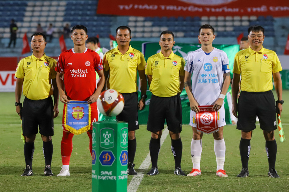 Tối 11/7, Viettel tiếp đón Thép Xanh Nam Định trên sân Hàng Đẫy trong trận đấu thuộc khuôn khổ vòng Tứ kết Cúp Quốc gia 2023. (Ảnh: Hoài Nam/Vietnam+)