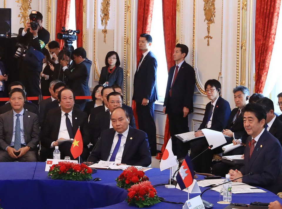 Thủ tướng Nguyễn Xuân Phúc và đoàn đại biểu Việt Nam dự Hội nghị Cấp cao Hợp tác Mekong-Nhật Bản lần thứ 10. (Ảnh: Thống Nhất/TTXVN)