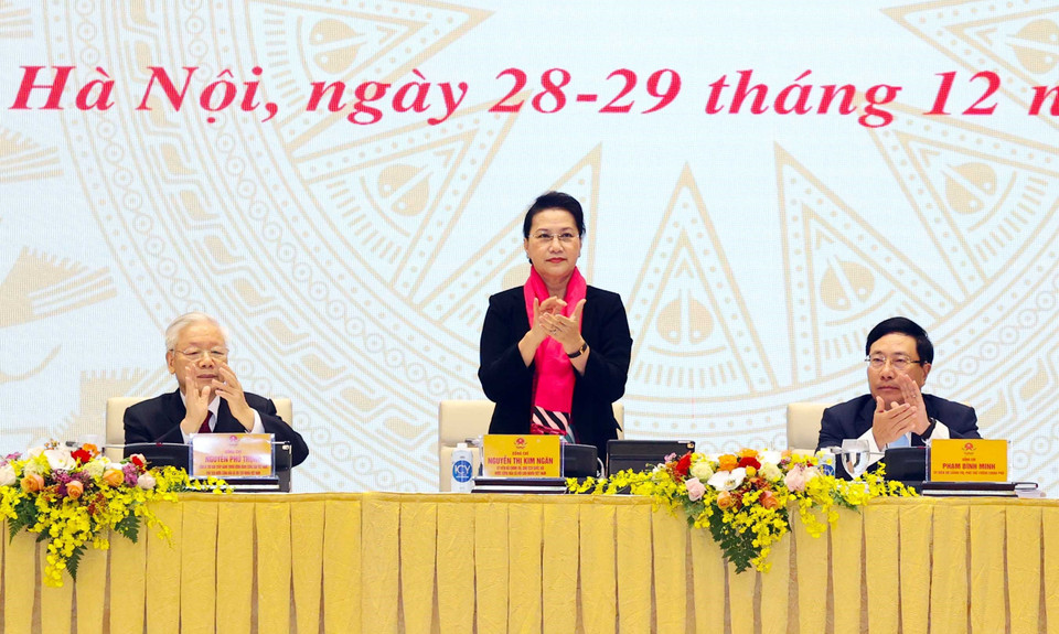 Chủ tịch Quốc hội Nguyễn Thị Kim Ngân tại hội nghị. (Ảnh: Thống Nhất/TTXVN)