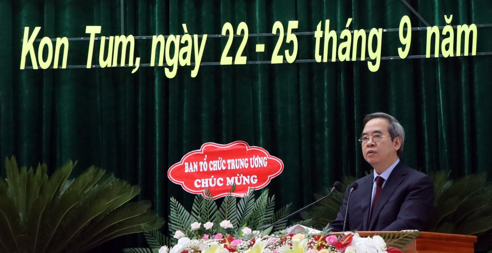 Ông Nguyễn Văn Bình, Ủy viên Bộ Chính trị, Bí thư Trung ương Đảng, Trưởng Ban Kinh tế Trung ương phát biểu chỉ đạo đại hội. (Ảnh: Cao Nguyên/TTXVN)