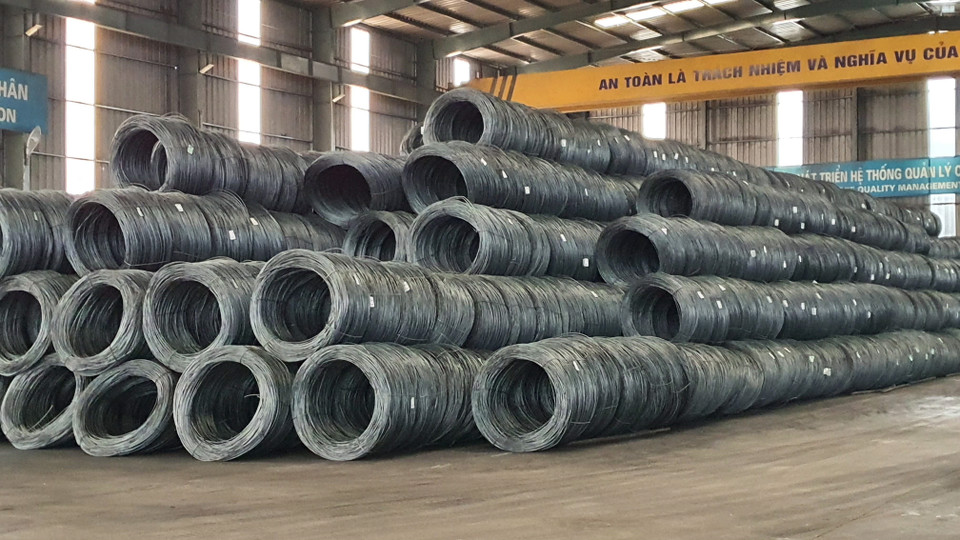 Sản phẩm thép xây dựng phục vụ thị trường trong nước và xuất khẩu của Công ty cổ phần thép Việt Đức (Vĩnh Phúc). (Ảnh: Nguyễn Trọng Lịch/TTXVN)