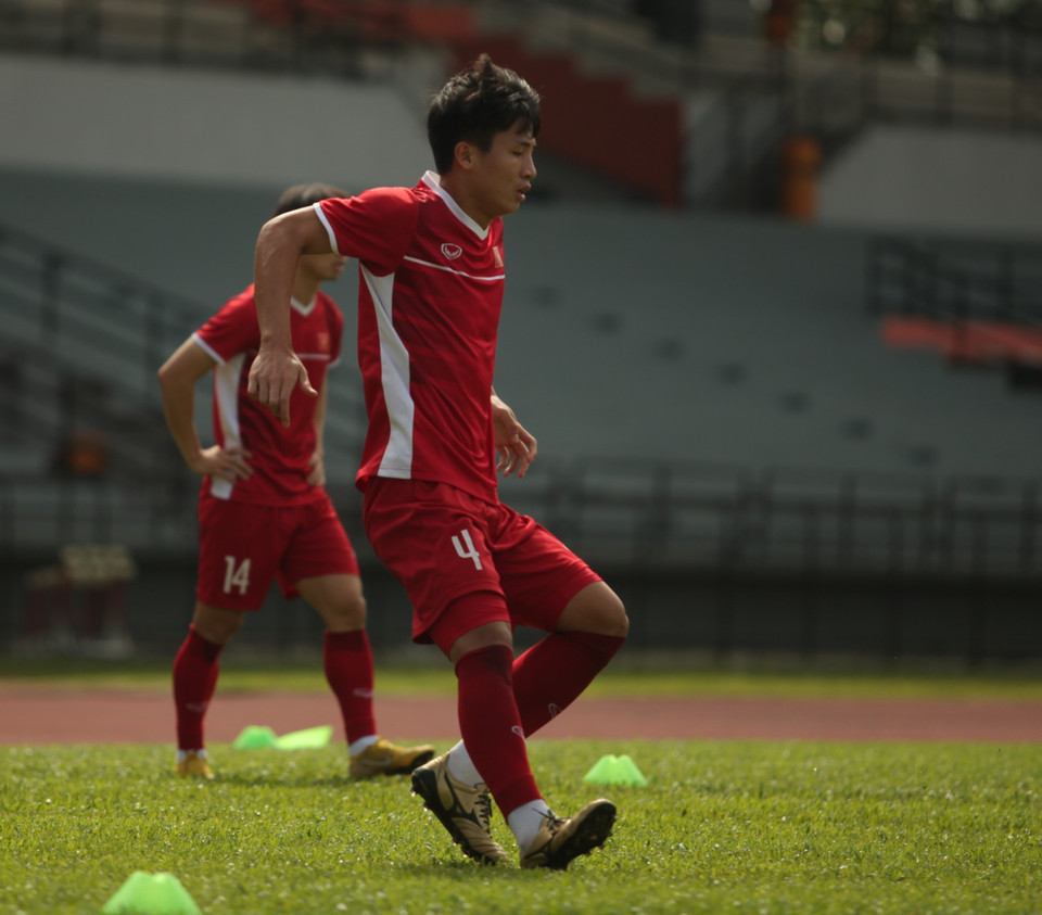 Đội tuyển Việt Nam chỉ tập luyện trong thời gian 1 tiếng đồng hồ tại sân Petaling Jaya, giống như buổi tập ngày 8/12. (Ảnh: Hoàng Linh/TTXVN)