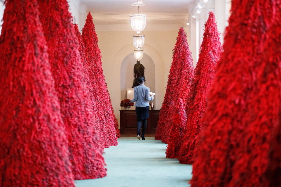 Cây thông Noel rực rỡ tại Nhà Trắng, Washington D.C., Mỹ ngày 26/11/2018. (Ảnh: THX/TTXVN)