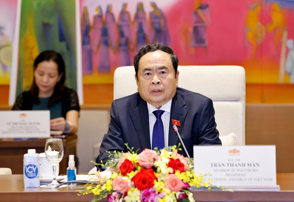 Chủ tịch Quốc hội Trần Thanh Mẫn phát biểu. (Ảnh: Doãn Tấn/TTXVN)