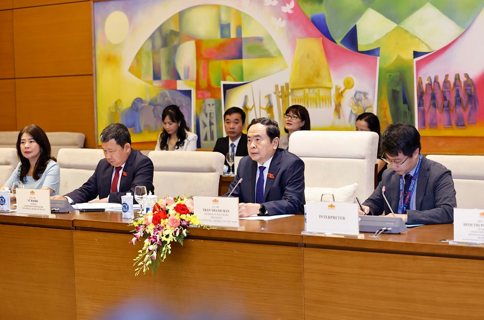 Chủ tịch Quốc hội Trần Thanh Mẫn phát biểu. (Ảnh: Doãn Tấn/TTXVN)