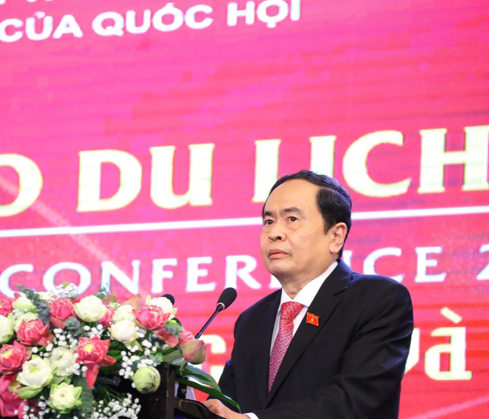  Ông Trần Thanh Mẫn, Ủy viên Bộ Chính trị, Phó Chủ tịch Thường trực Quốc hội phát biểu tại hội thảo. (Ảnh: Văn Điệp/TTXVN)