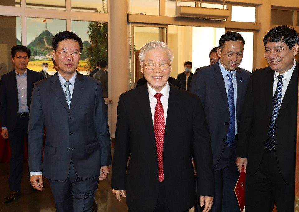 Tổng Bí thư, Chủ tịch nước Nguyễn Phú Trọng đến dự buổi lễ. (Ảnh: Trí Dũng/TTXVN)