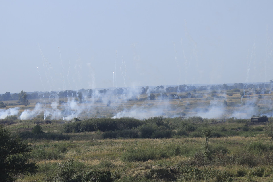 Quang cảnh tập trận tại bãi tập Pavankovo trong khuôn khổ cuộc tập trận Zapad-2021. (Ảnh: Duy Trinh/TTXVN)