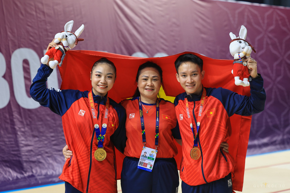 Thành tích này giúp Đoàn Việt Nam bỏ xa Đoàn Thái Lan với khoảng cách là 11 huy chương Vàng. (Ảnh: Hải An/Vietnam+)