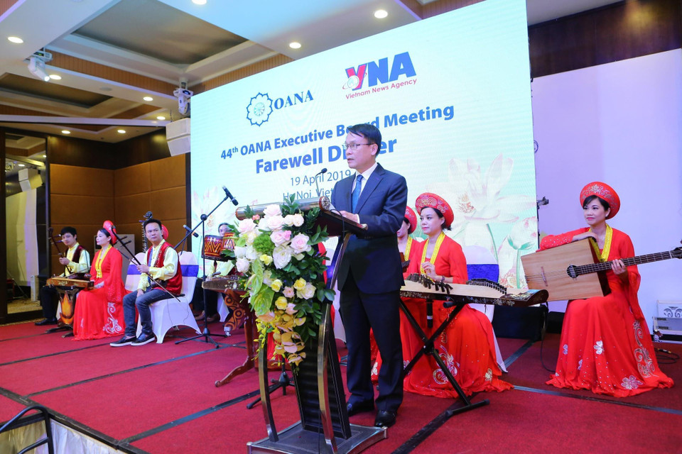 Ông Nguyễn Đức Lợi, Ủy viên Trung ương Đảng, Tổng Giám đốc TTXVN phát biểu tại tiệc chia tay. (Ảnh: Thành Đạt/TTXVN) 