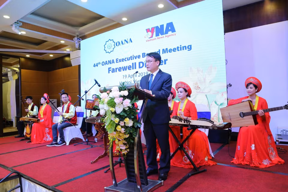Ông Nguyễn Đức Lợi, Ủy viên Trung ương Đảng, Tổng Giám đốc TTXVN phát biểu tại tiệc chia tay. (Ảnh: Thành Đạt/TTXVN) 
