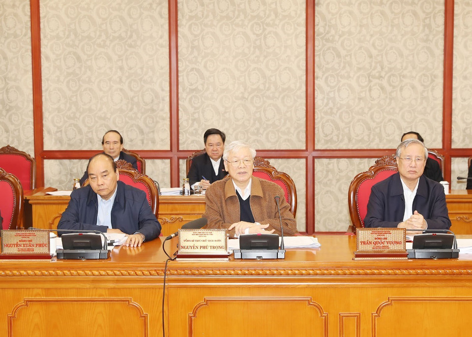 Tổng Bí thư, Chủ tịch nước Nguyễn Phú Trọng phát biểu khai mạc cuộc họp. (Ảnh: Trí Dũng/TTXVN)