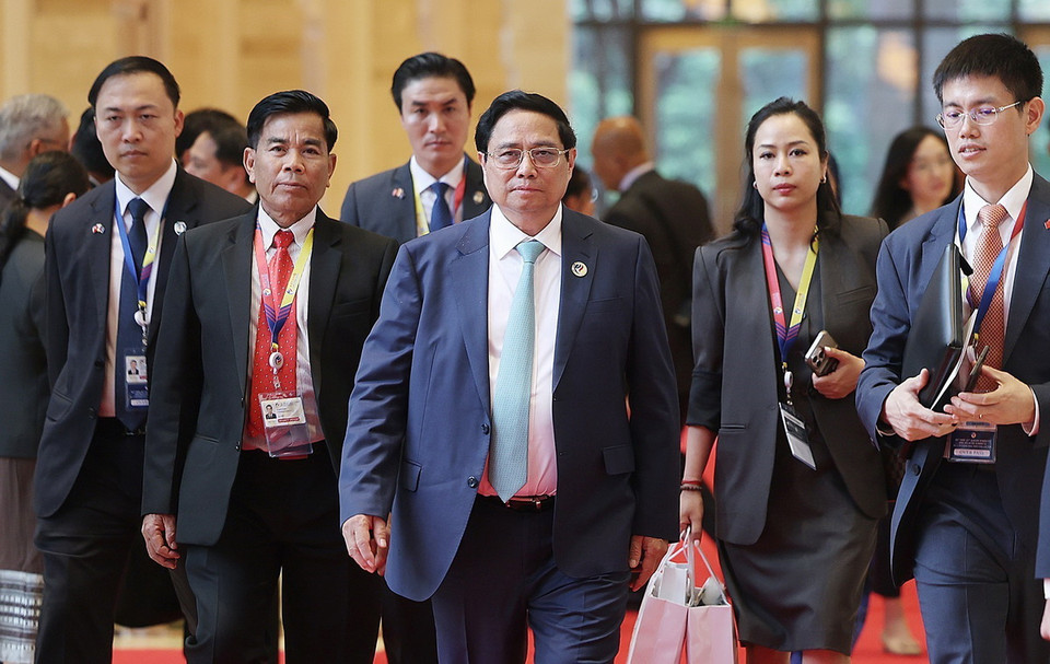 Thủ tướng Phạm Minh Chính đến dự Hội nghị cấp cao ASEAN-Ấn Độ lần thứ 21.(Ảnh: Dương Giang/TTXVN)