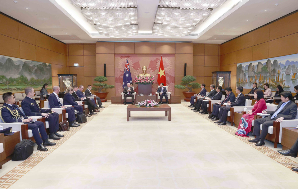 Quang cảnh buổi hội kiến. (Ảnh: Doãn Tấn/TTXVN)