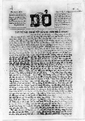 Tờ báo 'Đỏ,' cơ quan Trung ương của của An Nam Cộng sản Đảng. (Ảnh: Tư liệu/TTXVN)