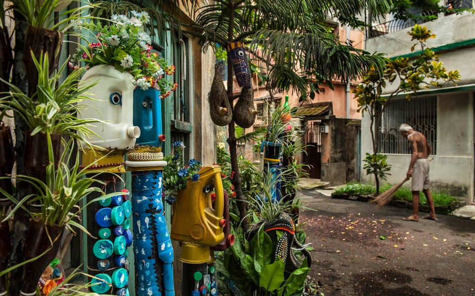 Một góc khu vườn xanh của ông Partha Sarathi Ganguly ở Kolkata, Ấn Độ. (Ảnh: THX/TTXVN)