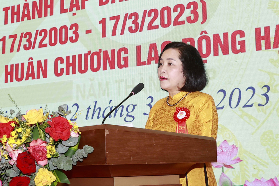 Trưởng Ban Công tác đại biểu thuộc Ủy ban Thường vụ Quốc hội Nguyễn Thị Thanh phát biểu. (Ảnh: Doãn Tấn/TTXVN)