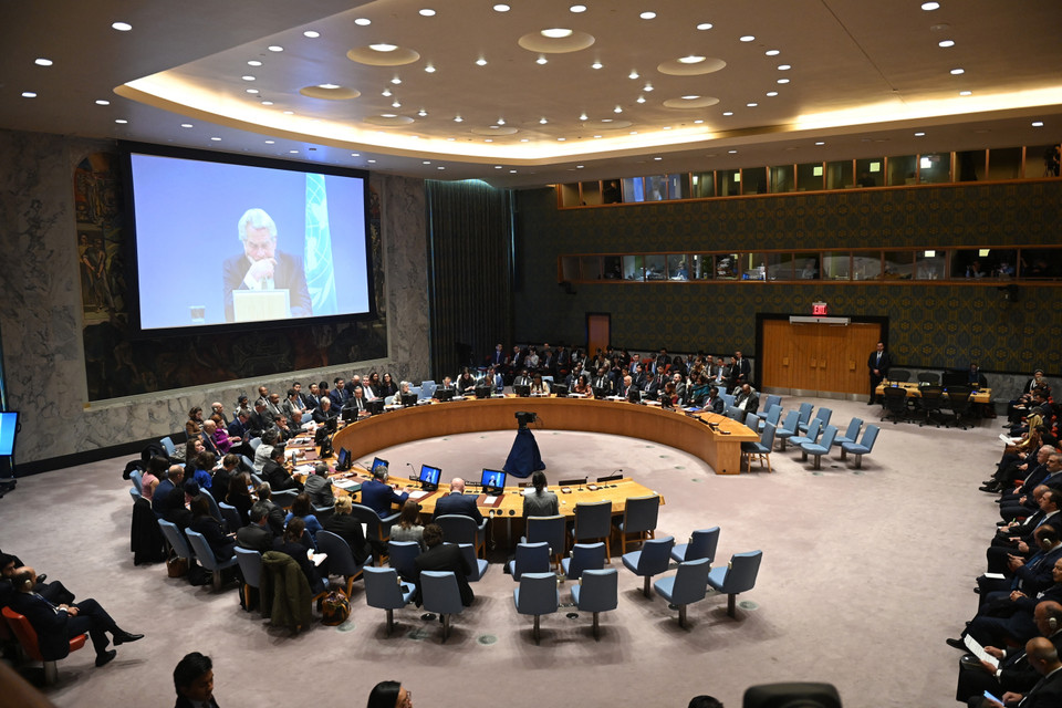 Ngày 29/11/2023, Hội đồng Bảo an Liên hợp quốc (LHQ) đã nhóm họp để thảo luận về cuộc xung đột hiện nay giữa Israel và Phong trào Hồi giáo Hamas, cũng như những diễn biến căng thẳng tại khu vực Trung Đông. (Ảnh: AFP/TTXVN)