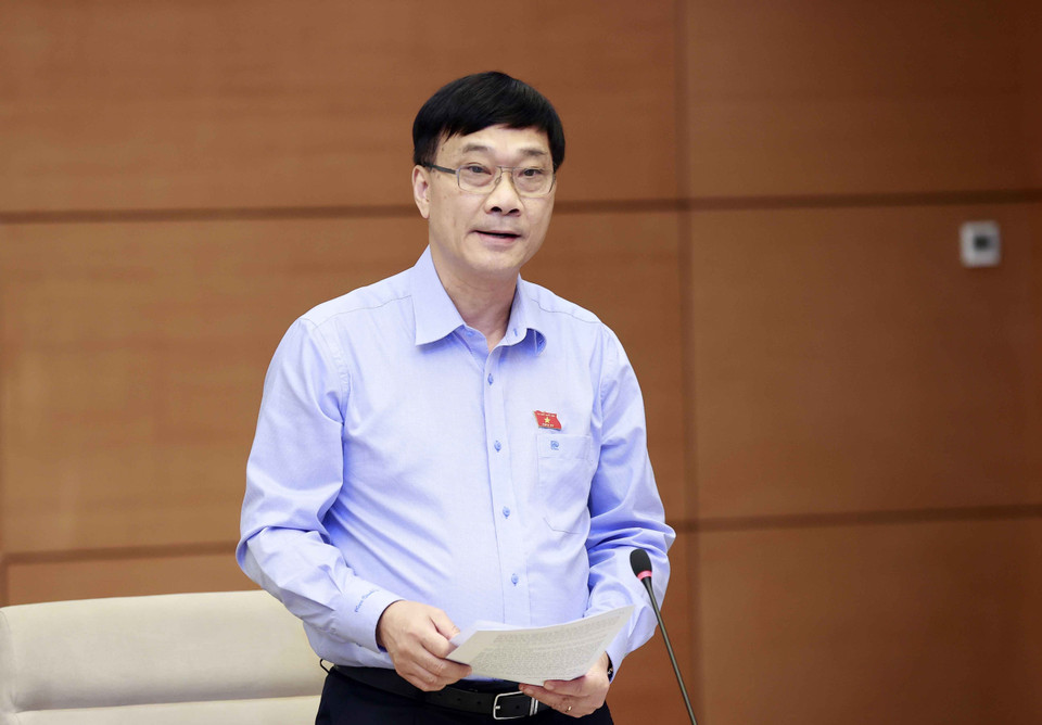 Chủ nhiệm Ủy ban Kinh tế của Quốc hội Vũ Hồng Thanh phát biểu. (Ảnh: Doãn Tấn/TTXVN)