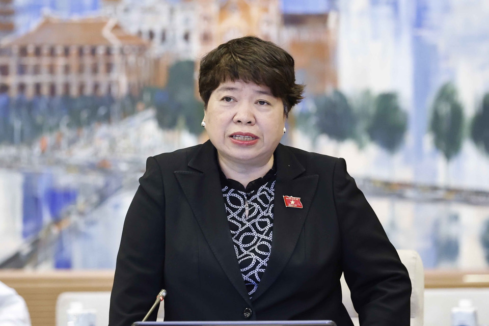 Chủ nhiệm Ủy ban Xã hội của Quốc hội Nguyễn Thúy Anh phát biểu ý kiến. (Ảnh: Doãn Tấn/TTXVN)