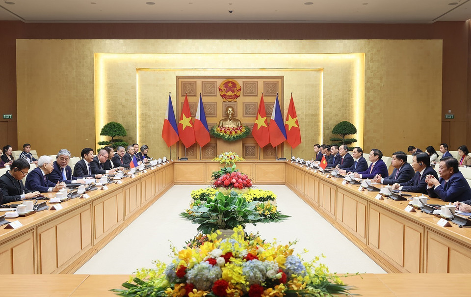 Quang cảnh buổi hội kiến. (Ảnh: Dương Giang/TTXVN)