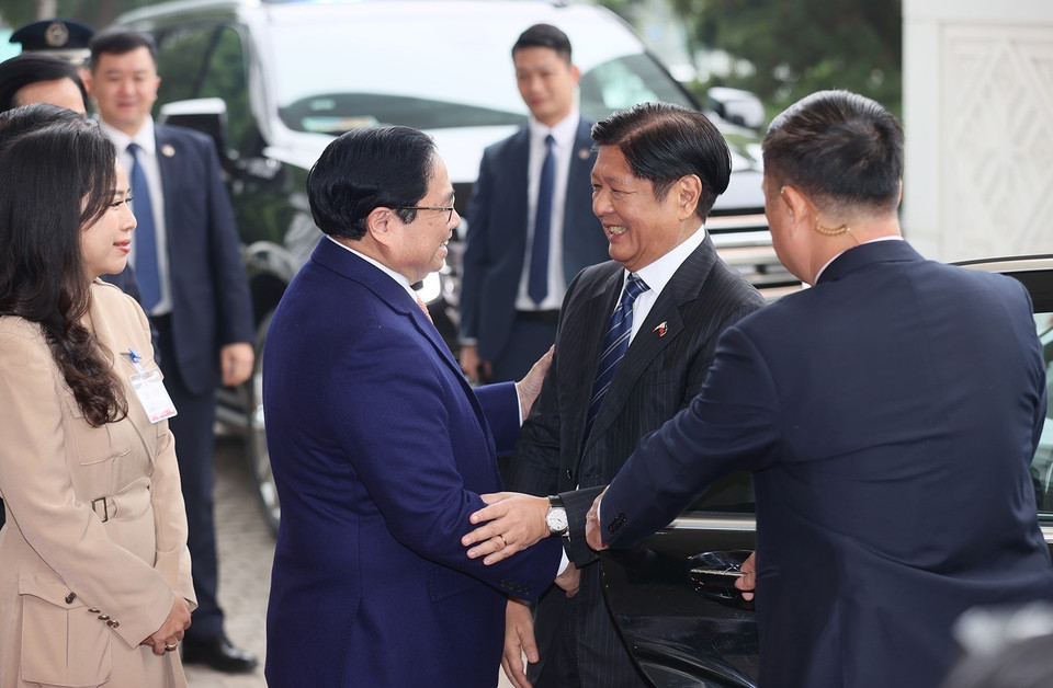 Thủ tướng Phạm Minh Chính hội kiến Tổng thống Philippines Ferdinand Marcos Jr.. (Ảnh: Dương Giang/TTXVN)