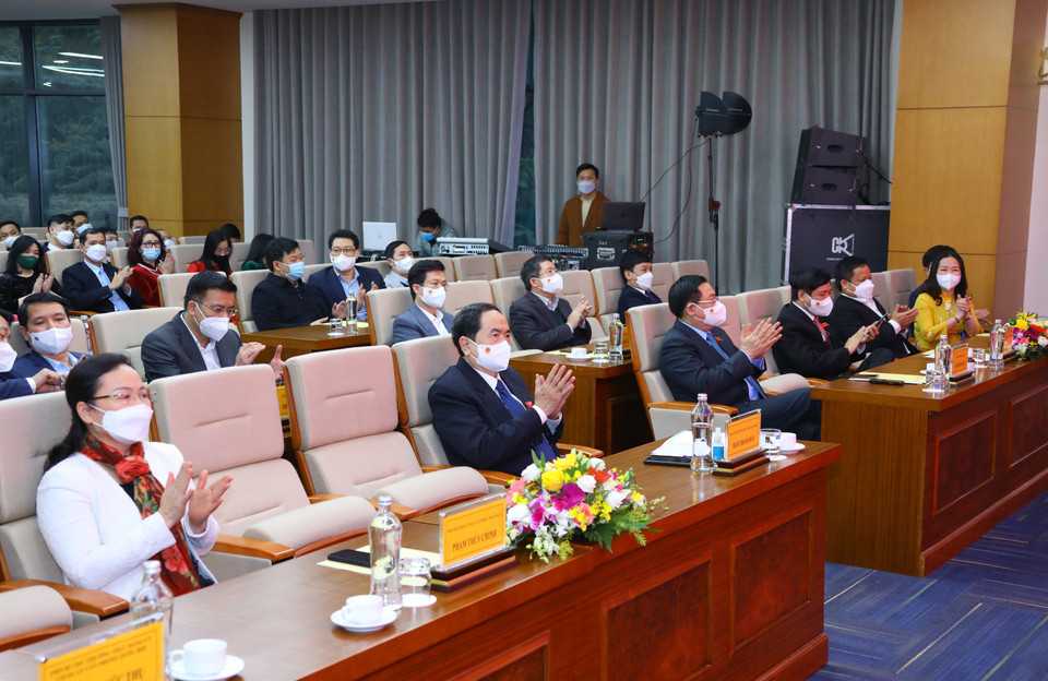 Chủ tịch Quốc hội Vương Đình Huệ tại hội nghị. (Ảnh: Văn Điệp/TTXVN)