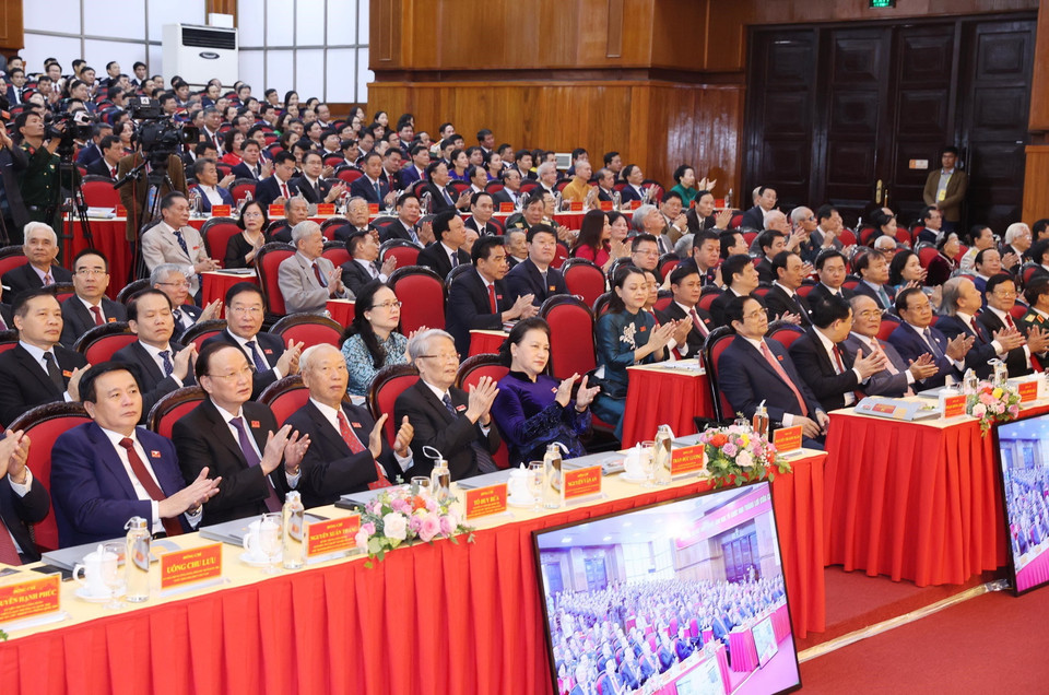 Chủ tịch Quốc hội Nguyễn Thị Kim Ngân và các đại biểu dự Đại hội. (Ảnh: Trọng Đức/TTXVN)