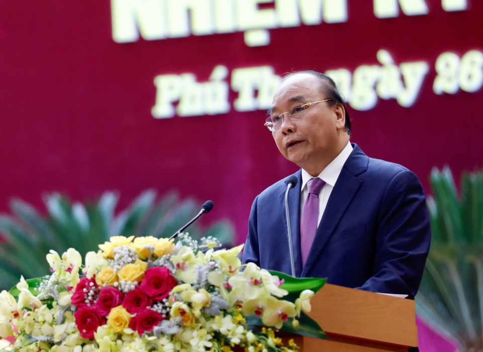 Thủ tướng Nguyễn Xuân Phúc phát biểu chỉ đạo Đại hội. (Ảnh: Dương Giang/TTXVN)